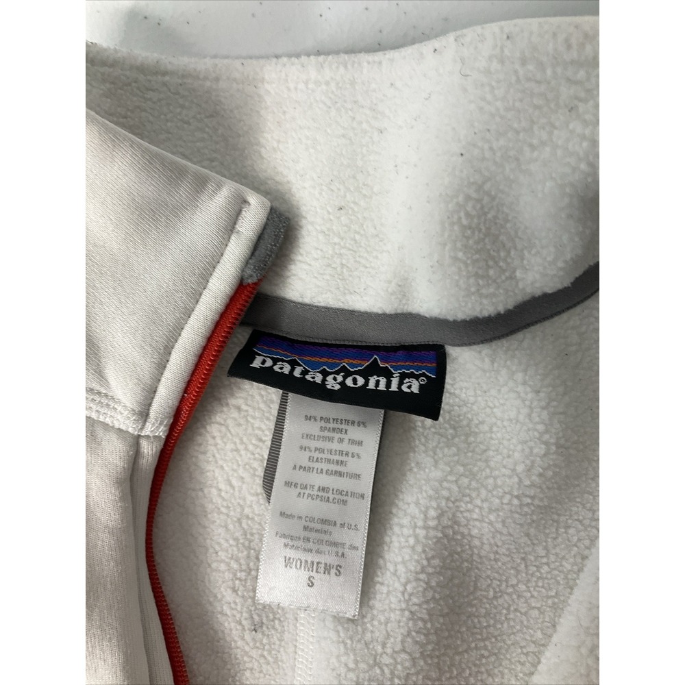 Patagonia Pullover Polartec 1/4 Zip Layer Sweatshirt Ivory Red Mock Neck Women S - Picture 4 of 12